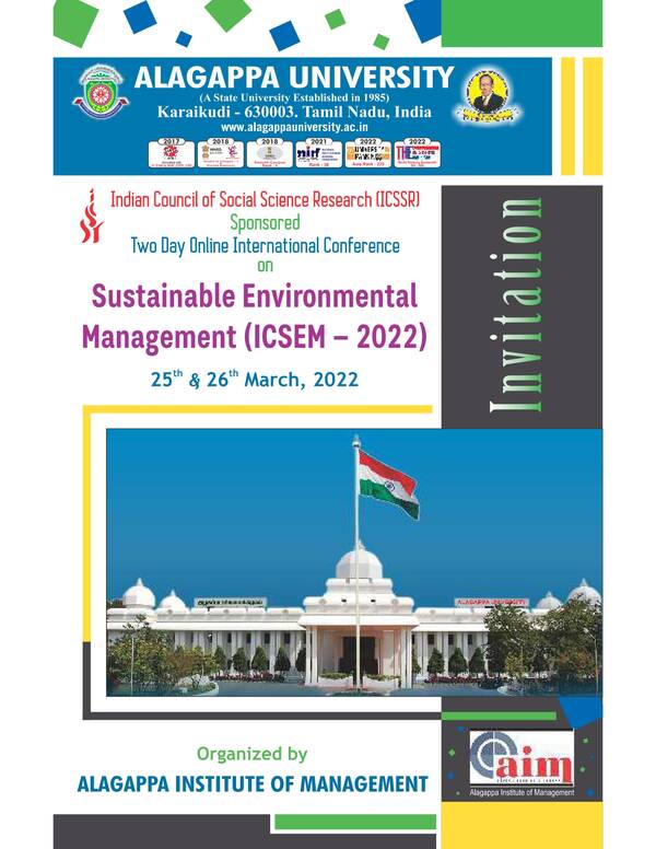 Проф. Кудрявцева О.В. приняла участие в программном комитете и выступила с приветственным словом на конференции International Conference on Sustainable Environmental Management (ICSEM – 2022), Индия